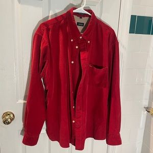 IZOD XL 100% Cotton Corduroy Red Shirt